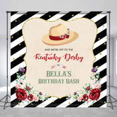 Aperturee - Aperturee Black Stripe Kentucky Derby Custom Birthday Backdrop